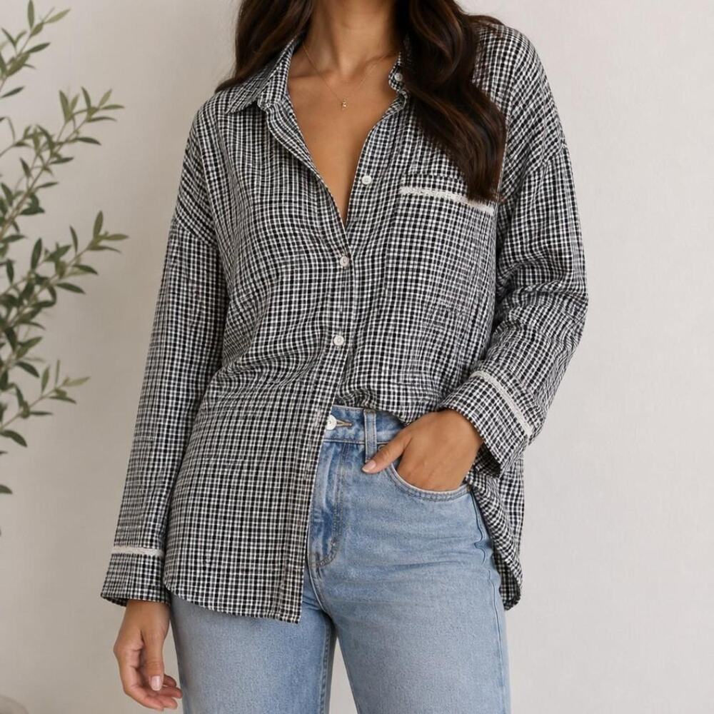 Aerie white and black gingham